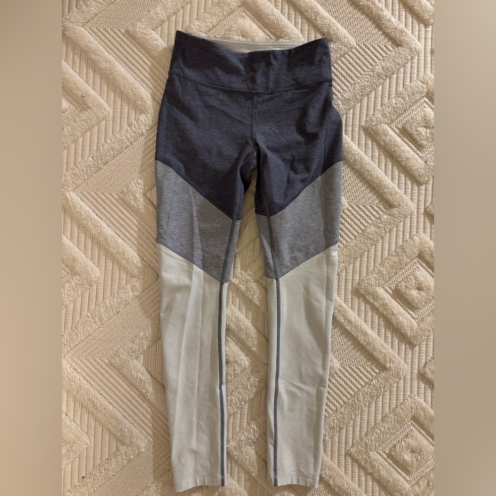 Outdoor Voices (OV) Tri-color Colorblock Full-length leggings, Size Small (S)